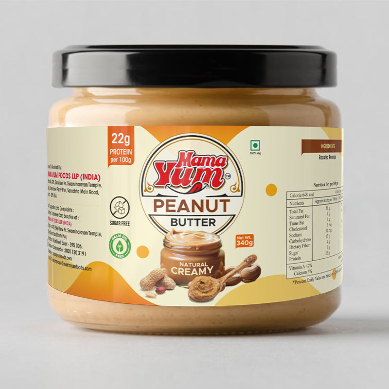 MamaYum Spread Peanut Butter - Natural Creamy 340g Jar(Pack of 6)