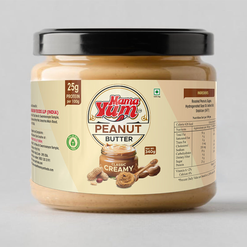 MamaYum Spread Peanut Butter - Classic Creamy 340g Jar(Pack of 6)