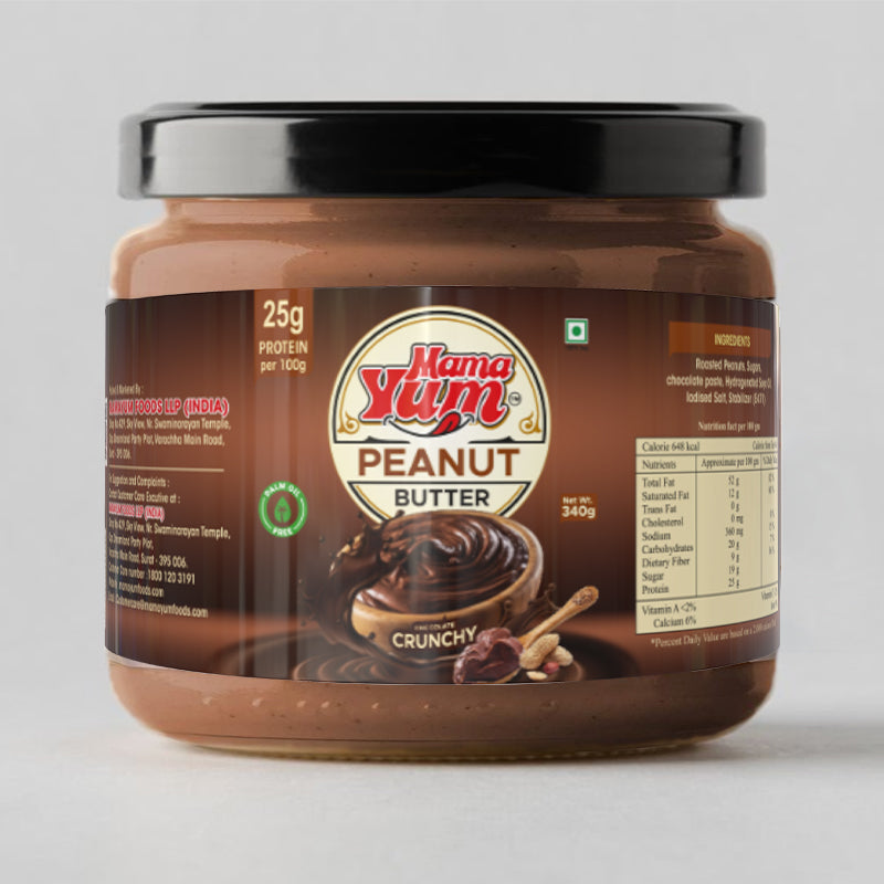 MamaYum Spread Peanut Butter - Chocolate Crunchy 340g Jar(Pack of 5)