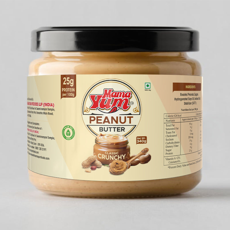 MamaYum Spread Peanut Butter - Classic Crunchy 340g Jar(Pack of 5)