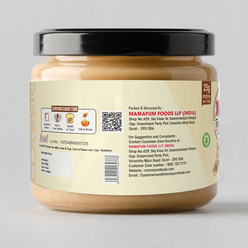 MamaYum Spread Peanut Butter - Classic Crunchy 340g Jar(Pack of 5)