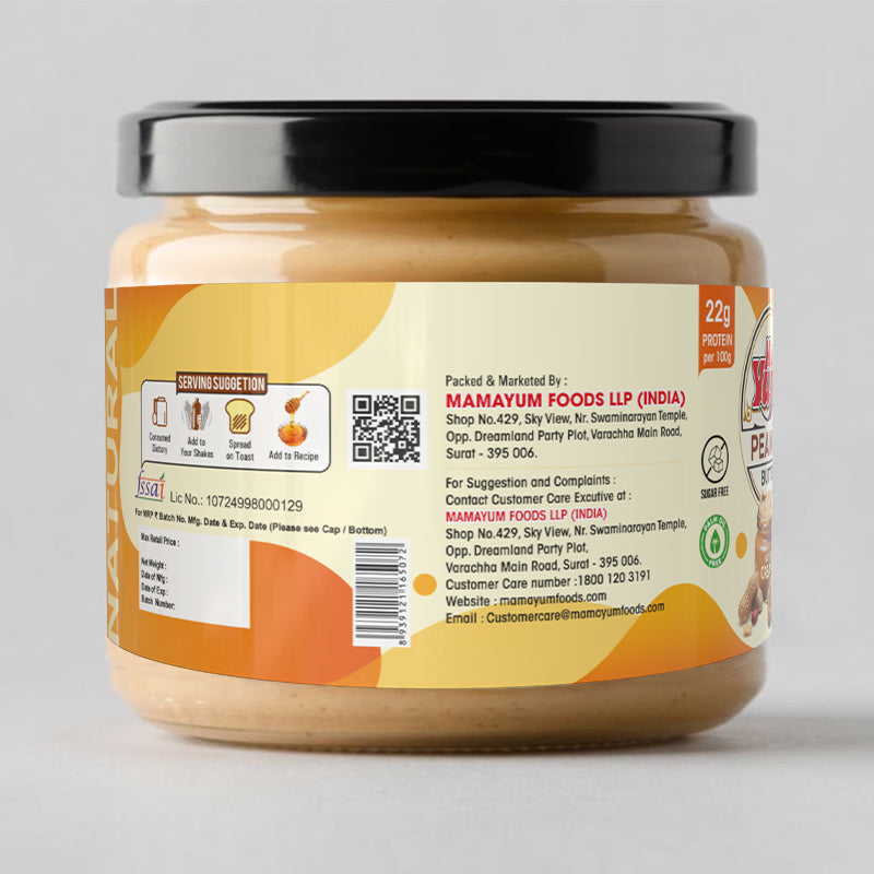 MamaYum Spread Peanut Butter - Natural Creamy 340g Jar(Pack of 6)