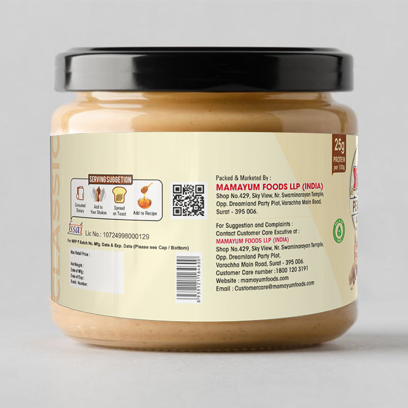 MamaYum Spread Peanut Butter - Classic Creamy 340g Jar(Pack of 6)
