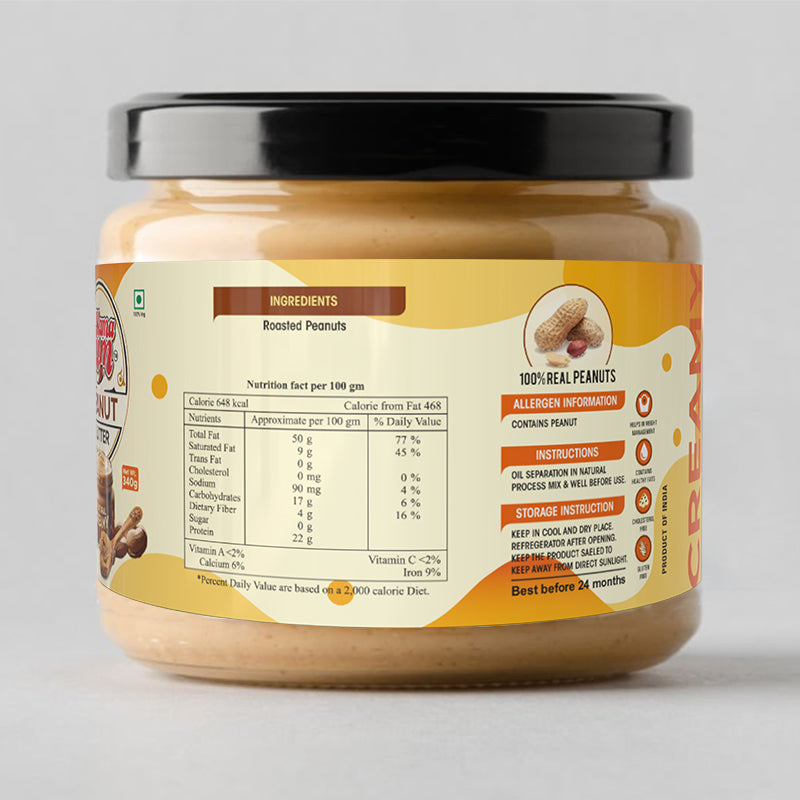 MamaYum Spread Peanut Butter - Natural Creamy 340g Jar(Pack of 6)
