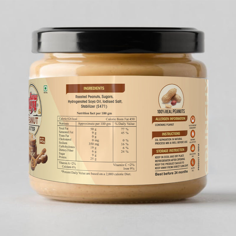 MamaYum Spread Peanut Butter - Classic Crunchy 340g Jar(Pack of 5)