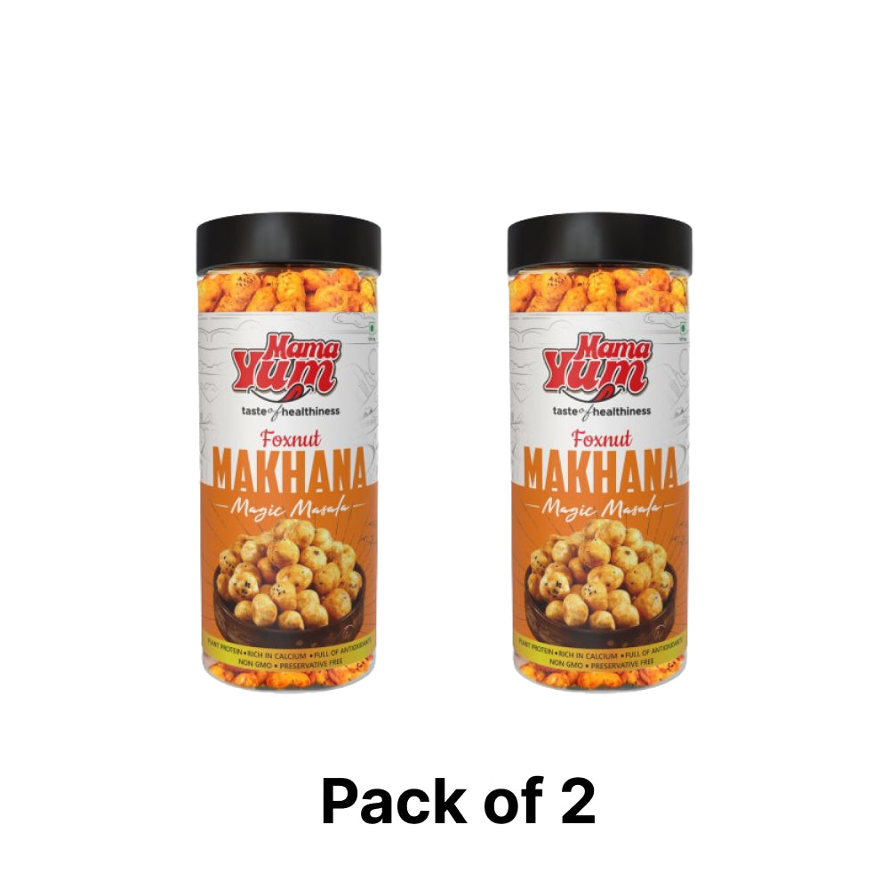 MamaYum Snacks Makhana / Fox-Nuts Magic Masala 90g Jar(Pack of 2)