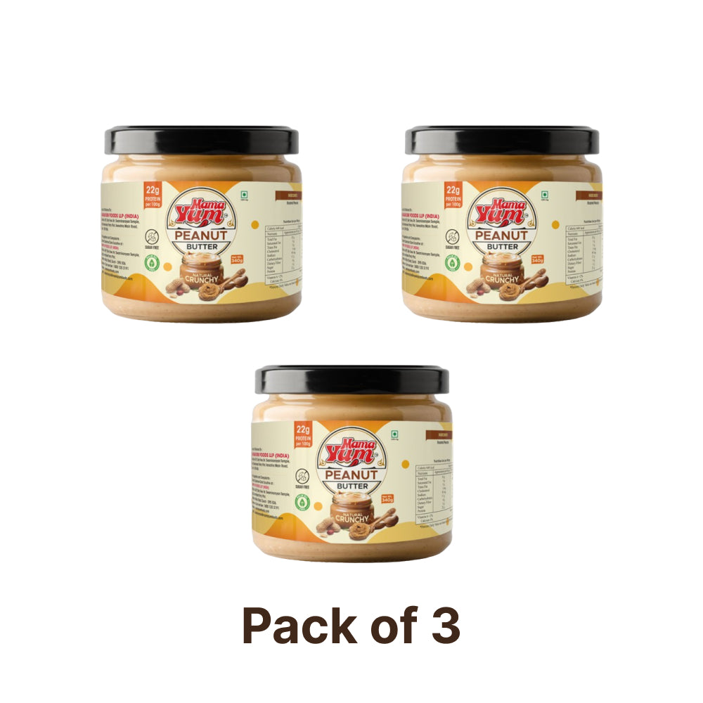 Peanut Spread - Natural Crunchy Butter 340g (Pack of 3)