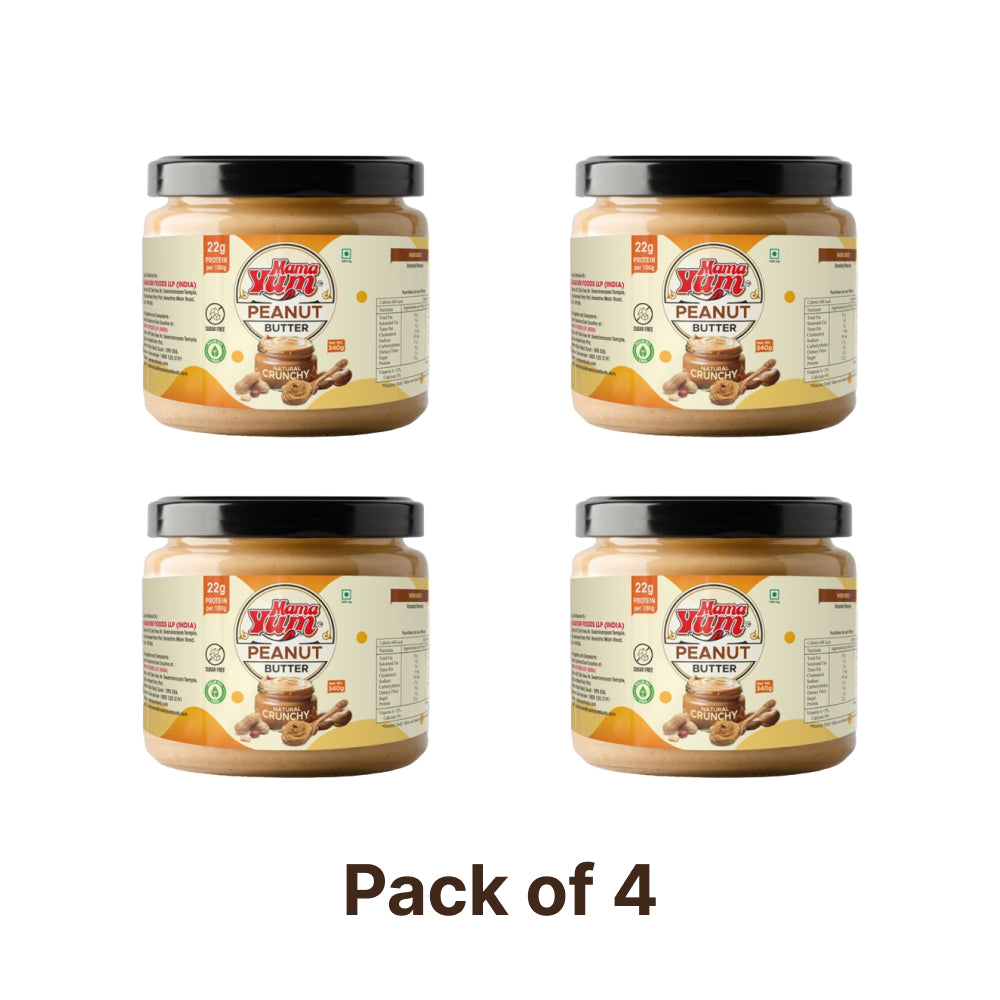 Peanut Spread - Natural Crunchy Butter 340g (Pack of 4)