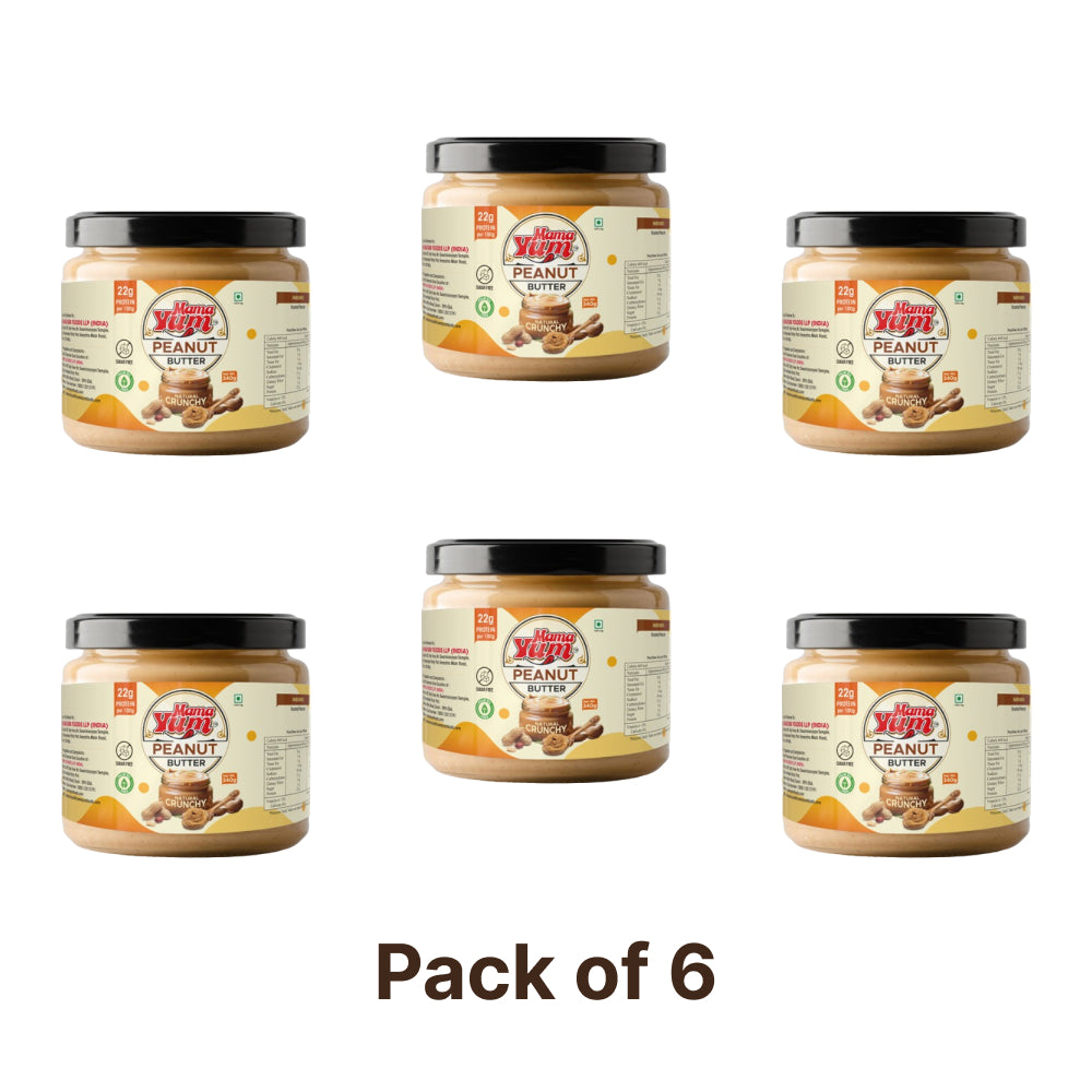 Peanut Spread - Natural Crunchy Butter 340g (Pack of 6)