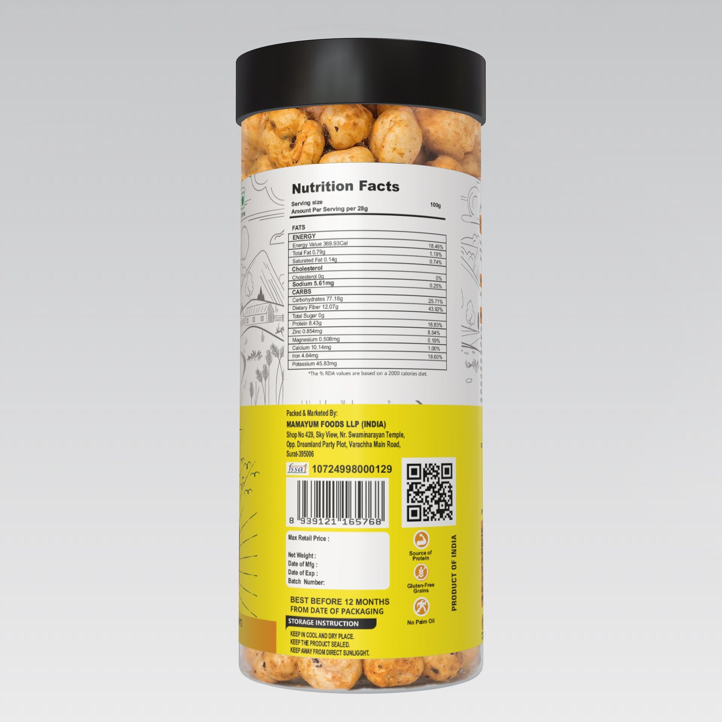 MamaYum Snacks Makhana / Fox-Nuts Cheese N Herb 90g Jar(Pack of 4)