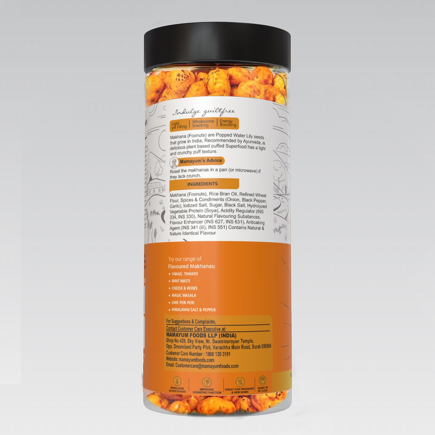 MamaYum Snacks Makhana / Fox-Nuts Magic Masala 90g Jar(Pack of 2)