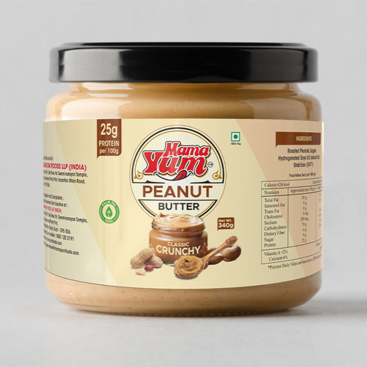 MamaYum Spread Peanut Butter - Classic Crunchy 340g Jar(Pack of 1)