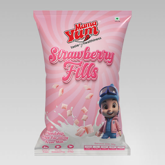 MamaYum Breakfast Cereals - Strawberry Fills Rs.10 Pouch (Pack of 20)