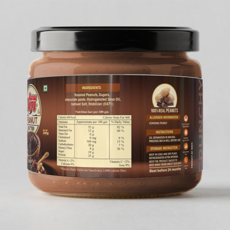 MamaYum Spread Peanut Butter - Chocolate Crunchy 340g Jar(Pack of 4)