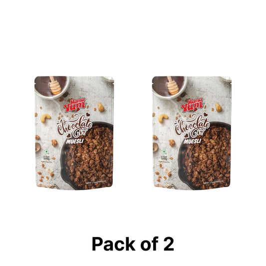 MamaYum Breakfast Cereals - Muesli chocolate 450g Pouch(Pack of 2)