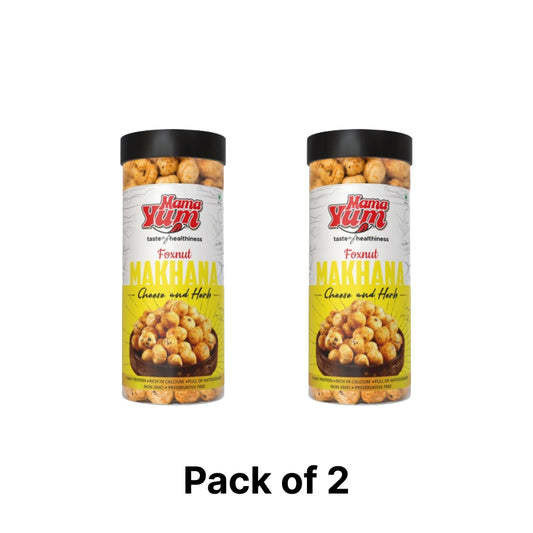 MamaYum Snacks Makhana / Fox-Nuts Cheese N Herb 90g Jar(Pack of 2)