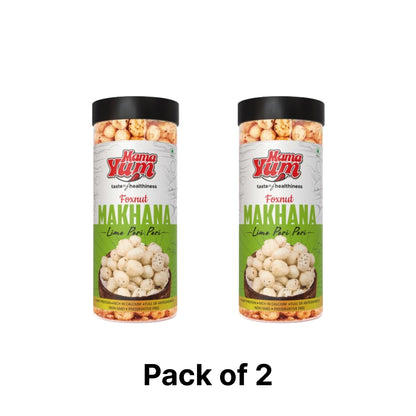 MamaYum Snacks Makhana / Fox-Nuts Lime Peri Peri 90g Jar(Pack of 2)