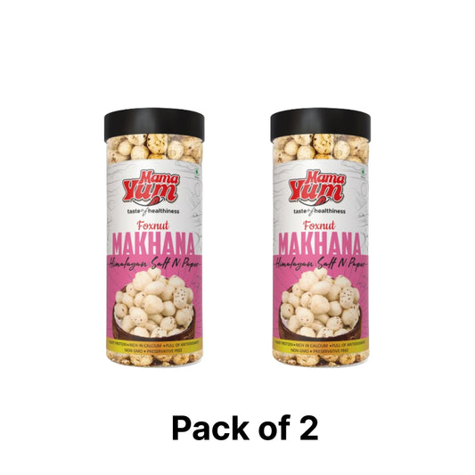 MamaYum Snacks Makhana / Fox-Nuts Himalayan Salt N Peppers 90g Jar(Pack of 2)