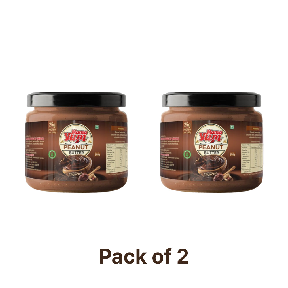 MamaYum Spread Peanut Butter - Chocolate Crunchy 340g Jar(Pack of 2)