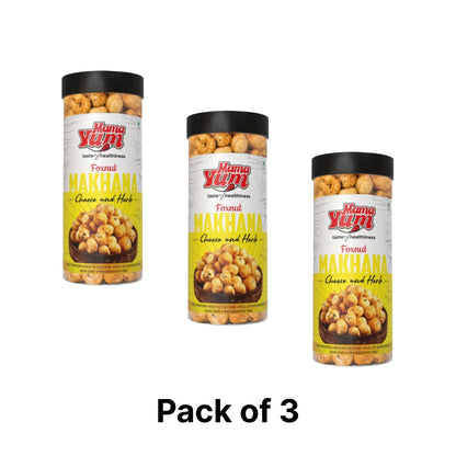 MamaYum Snacks Makhana / Fox-Nuts Cheese N Herb 90g Jar(Pack of 3)