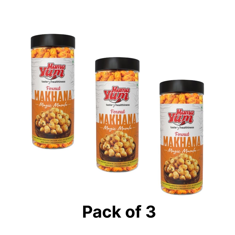 MamaYum Snacks Makhana / Fox-Nuts Magic Masala 90g Jar(Pack of 3)