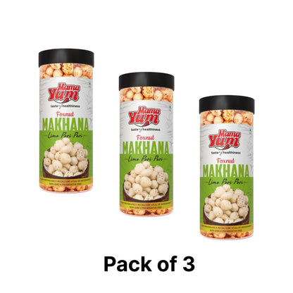 MamaYum Snacks Makhana / Fox-Nuts Lime Peri Peri 90g Jar(Pack of 3)