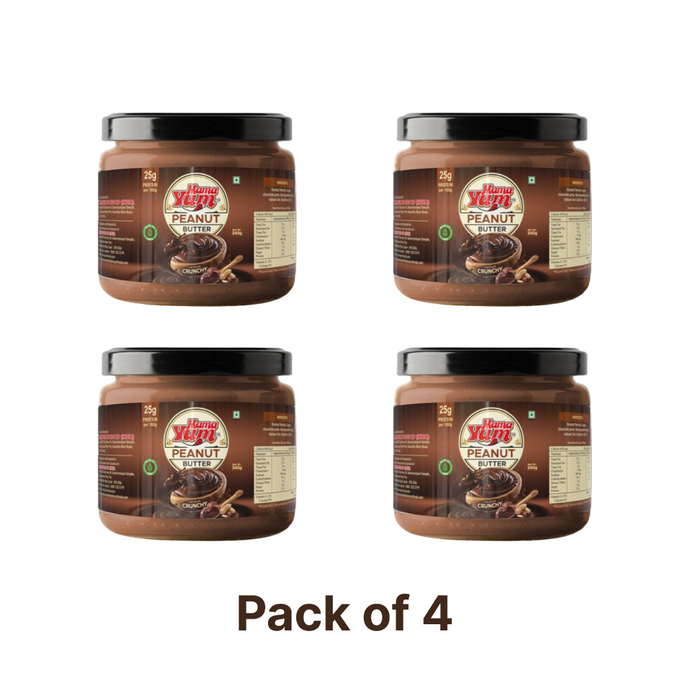 MamaYum Spread Peanut Butter - Chocolate Crunchy 340g Jar(Pack of 4)