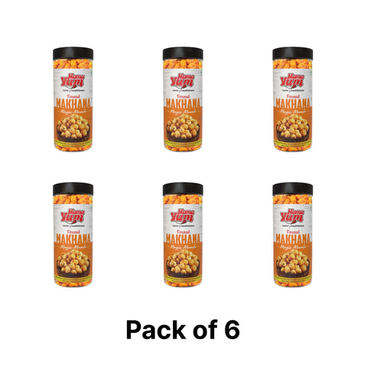 MamaYum Snacks Makhana / Fox-Nuts Magic Masala 90g Jar(Pack of 6)