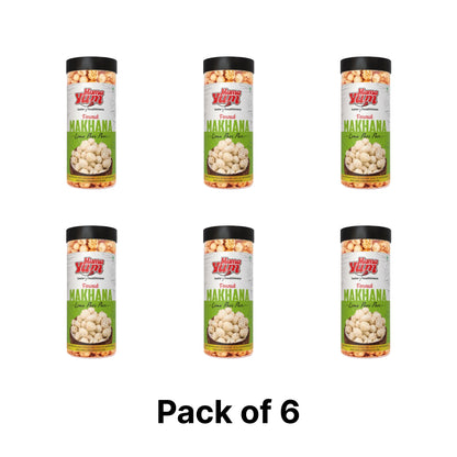 MamaYum Snacks Makhana / Fox-Nuts Lime Peri Peri 90g Jar(Pack of 6)