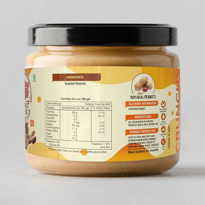 MamaYum Spread Peanut Butter - Natural crunchy 340g Jar(Pack of 1)