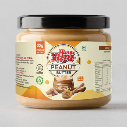 MamaYum Spread Peanut Butter - Natural crunchy 340g Jar(Pack of 1)